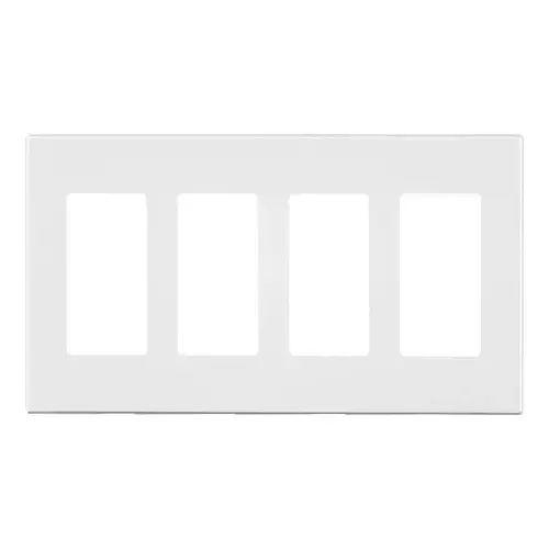 Leviton 80312-W Screwless Wall Plate White 4 gang Polycarbonate Rocker White