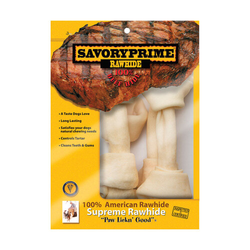 Savory Prime 997 Knotted Bone Large Adult Natural 8-9" L White