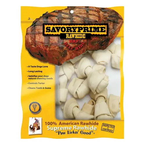 Savory Prime 995 Knotted Bone Supreme Small Adult Rawhide 4-5" L White