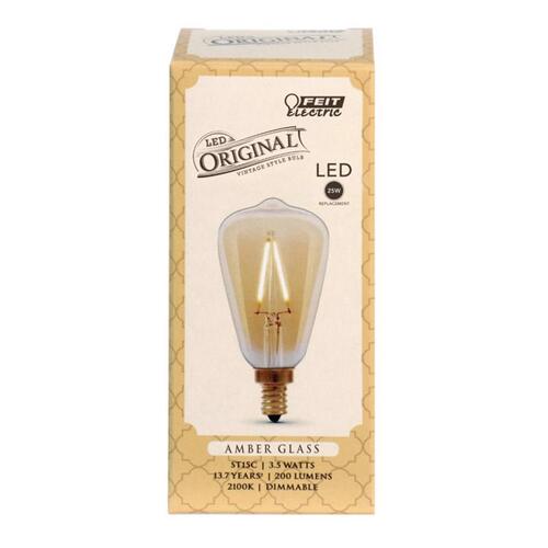 Feit Electric ST15C/VG/LED LED Bulb ST15 E12 (Candelabra) Amber Soft White 25 W Clear