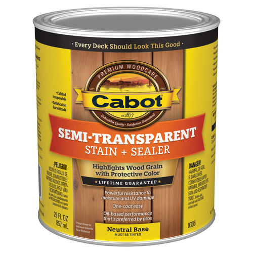 Stain and Sealer sq ft Semi-Transparent Stain & Sealer Semi-Transparent Neutral Base Oil-Based Stain and Sealer 1 qt Neutral Base