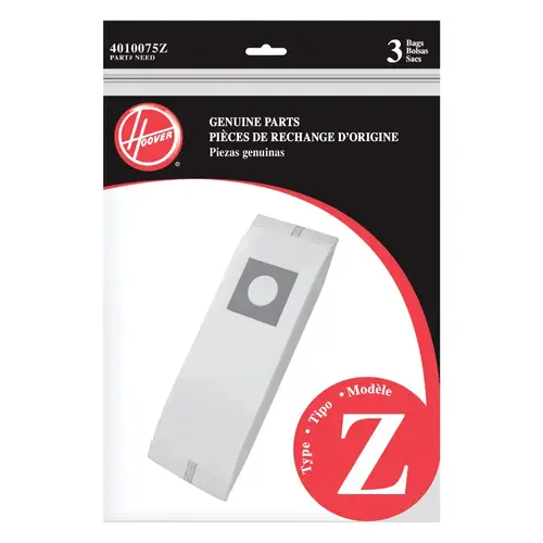 HOOVER 4010075Z Type Z Standard Vacuum Bag - pack of 3