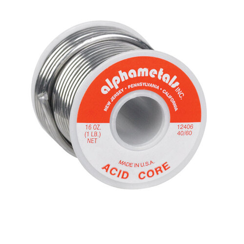 Alpha Fry 12406 Acid Core Wire Solder 16 oz 0.125" D Tin/Lead 40/60