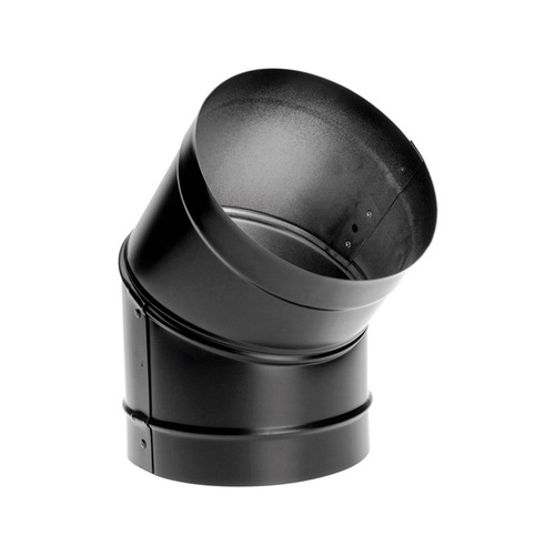 DuraVent 6DBK-E45 Stove Pipe Elbow DuraBlack 6" D X 6" D 45 deg Galvanized Steel Black