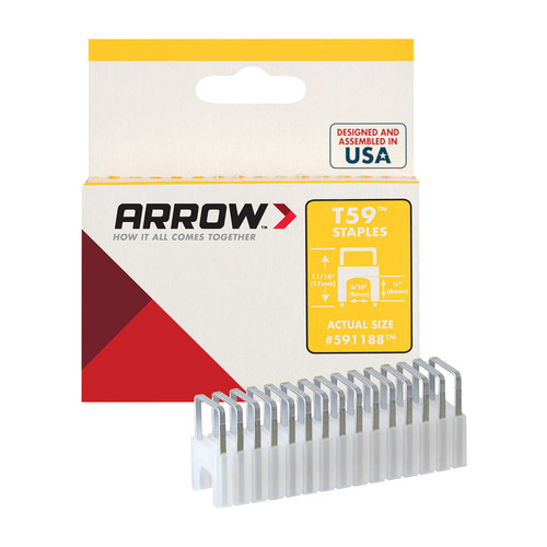 Arrow 591188 Insulated Staples T59 5/16" W X 1/4" L 18 Ga. Wide Crown Clear