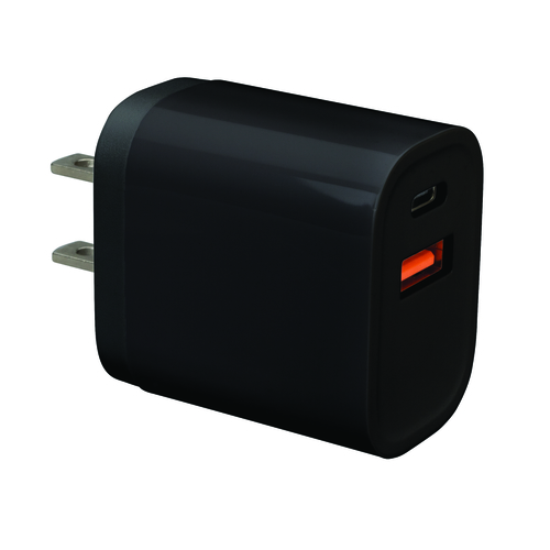 2 Port USB A/C Wall Charger Black