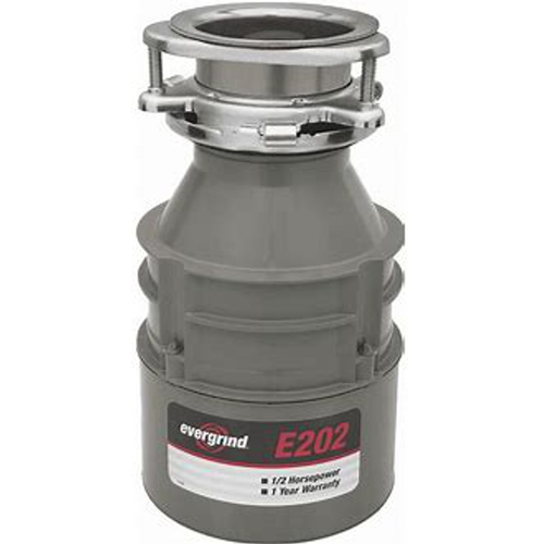 Food Waste Disposer, 1/2 hp Motor, 120 V, Gray