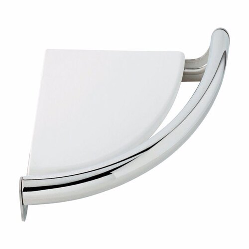 Corner Shelf with Assist Bar 8-1/2" L Polished Chrome Stainless Steel Polished Chrome