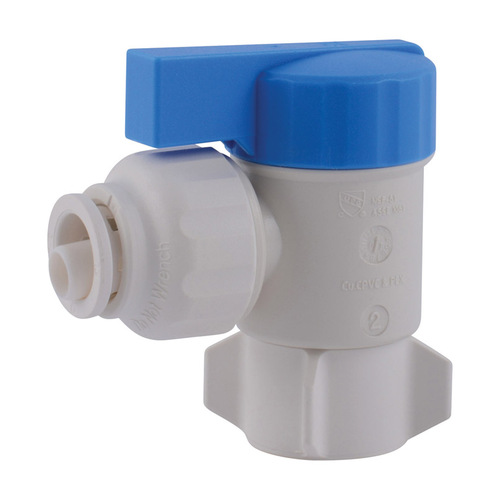 Angle Stop Valve Quick Connect 1/2" FPT T X 1/2" S FPT Plastic