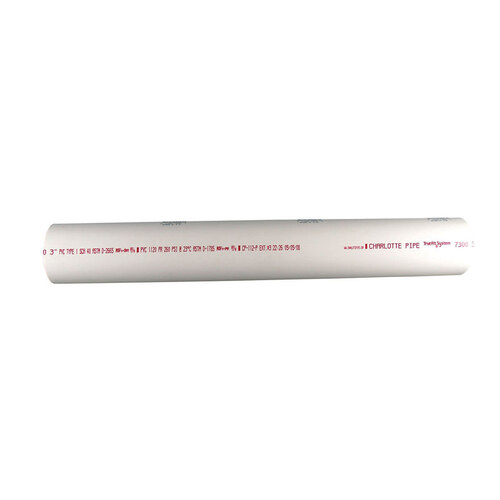Charlotte Pipe PVC 07112 0200 Solid Pipe Schedule 40 PVC 11/2" D X 2 ft. L Plain End 330 psi