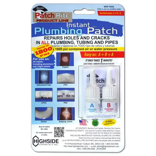 Highside Chemicals 33033 Instant Plumbing Patch Patch Rite Clear Clear