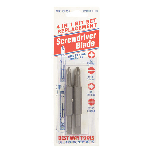 Best Way Tools 58750 Double-Ended Screwdriver Bit Phillips/Slotted 1/4 X 2-3/4" L Carbon Steel