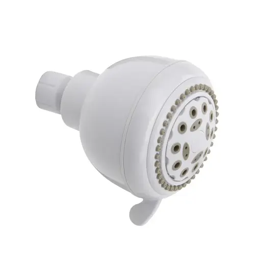 Shower Head, Round, 1.8 gpm, 5-Spray Function, 3.35 in Dia White