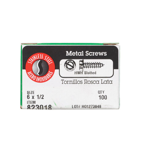 Sheet Metal Screws No. 6 X 1/2" L Slotted Hex Washer Head Silver