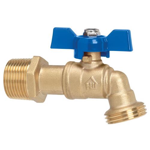 Ball Valve Hose Bibb 3/4" MIP X 3/4" MHT Brass Brass