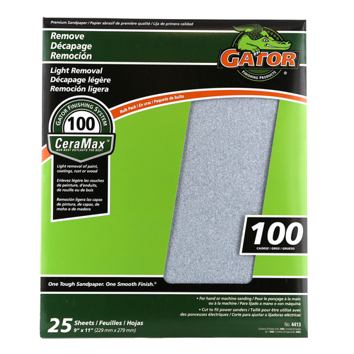 GATOR 3403 Sandpaper CeraMax 11" L X 9" W 100 Grit Ceramic