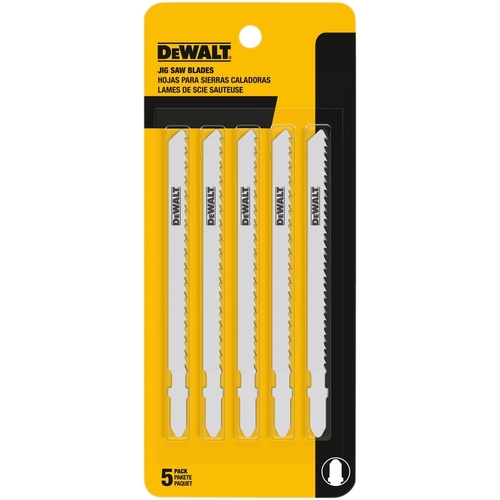 DEWALT DW3762-5 Jig Saw Blade, 1/4 in W, 4 in L, 10 TPI - pack of 5