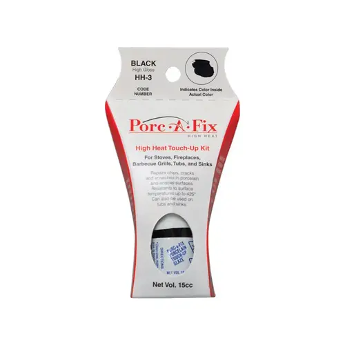 Porc-A-Fix HH-3 Porc-A-Fix Black High Gloss Porcelain Touch-up Paint, 15cc