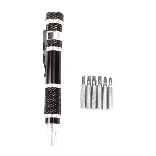 6-in-1 Screwdriver 7 pc 6" Black/Silver - pack of 48