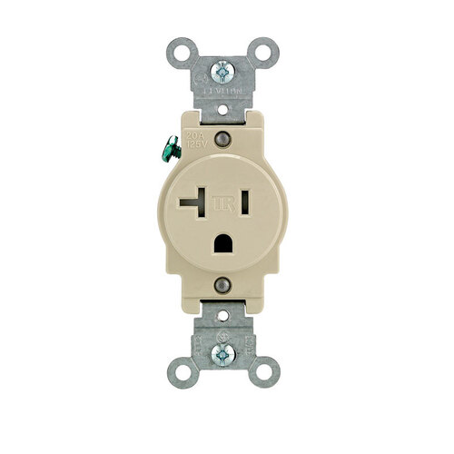 Outlet 20 amps 125 V Single Ivory 5-20R Ivory