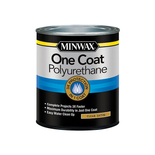 Minwax 356050000 Polyurethane One Coat Transparent Satin Clear 1 qt Clear