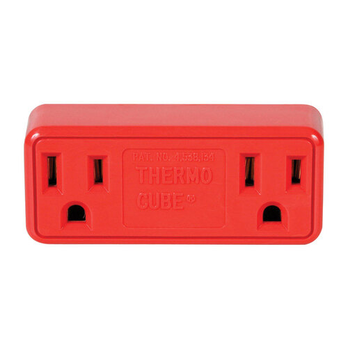 Thermocube TC-21 Outlet Converter Non-Polarized 2 outlets Surge Protection Red