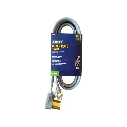 Dryer Cord 10/3 SRDT 6 ft. L Gray