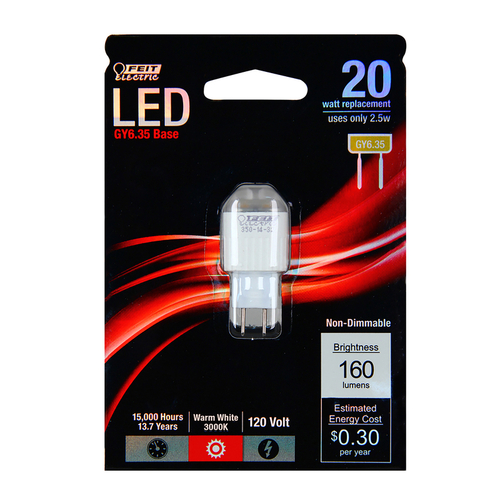 Feit Electric GY6.35/LED LED Bulb GY6.35 GY6.35 Warm White 20 W Clear