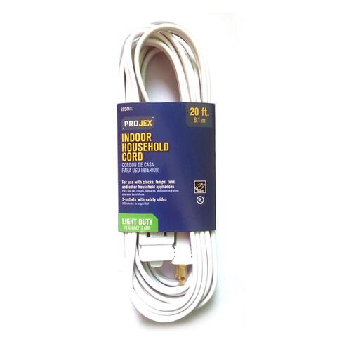 Projex IN162PT220WHP Extension Cord Indoor 20 ft. L White 16/2 SPT-2 White