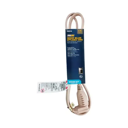 Appliance Cord 14/3 SPT-3 125 V 3 ft. L Beige