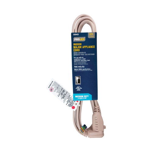 Appliance Cord 14/3 125 V 9 ft. L Beige