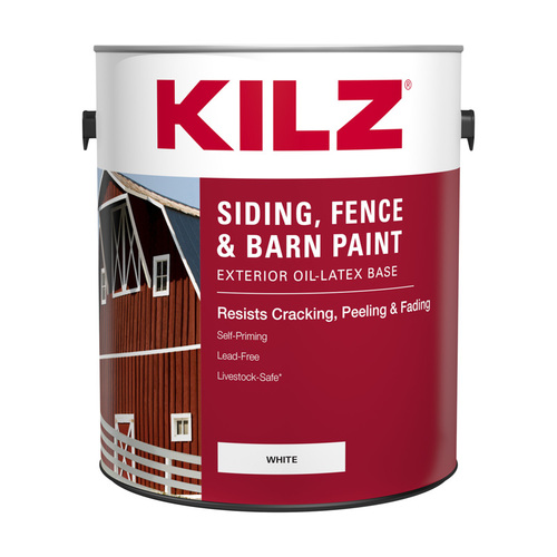 KILZ 10211-XCP4 Siding, Fence and Barn Paint White Oil/Water-Based Exterior 1 gal White - pack of 4
