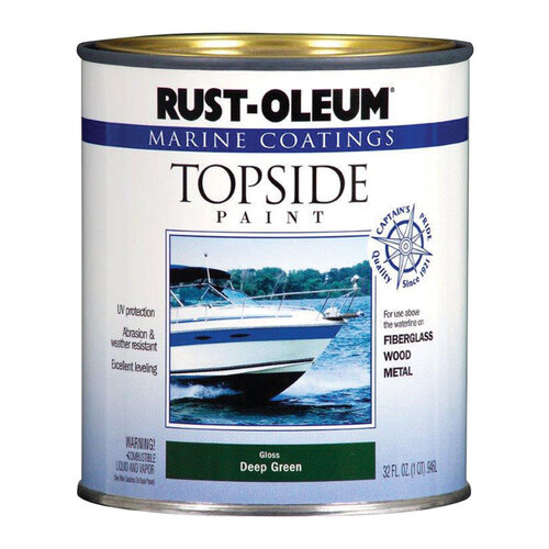 Rust-Oleum 207007 Marine Topside Paint Marine Coatings Outdoor Gloss Deep Green 1 qt Deep Green