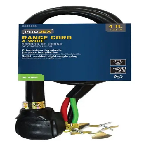 Range Cord 6/2, 8/2 SRDT 250 V 4 ft. L Black