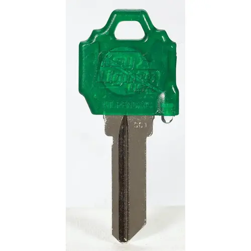 Key Blank w/Flashlight Keylights House Single For Fits Schlage SC1/Baldwin 1510 Green/Silver - pack of 10