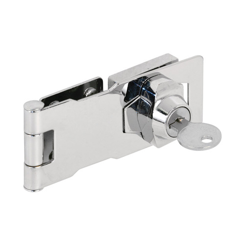 Locking Hasp, 4 in L, 1-5/8 in W, Steel, Zinc, Keyed Staple