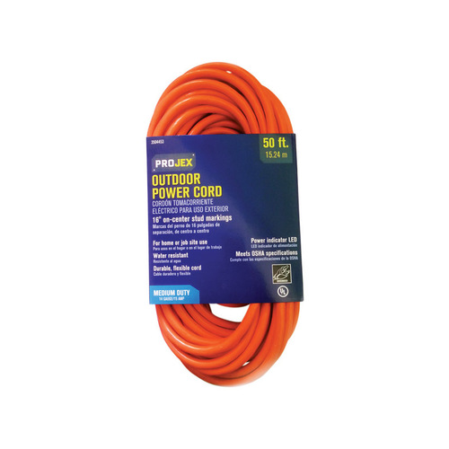 Extension Cord Outdoor 50 ft. L Orange 14/3 SJTW Orange