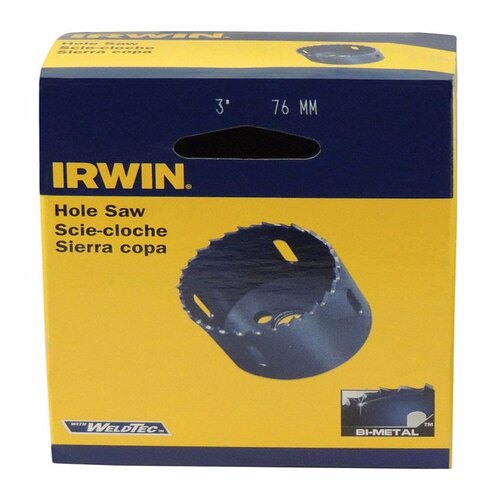 Hole Saw, 3 in Dia, 3/8 in Arbor, 4/6 TPI, HSS Cutting Edge Blue