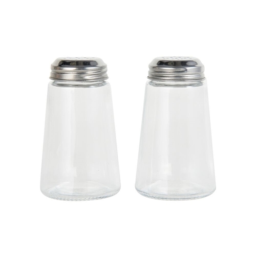 Lifetime 5078610 Salt and Pepper Set Gemco 3 oz Clear/Silver Glass Bevelled Clear/Silver Pair