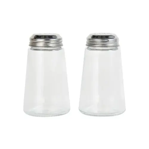 Salt and Pepper Set Gemco 3 oz Clear/Silver Glass Bevelled Clear/Silver Pair