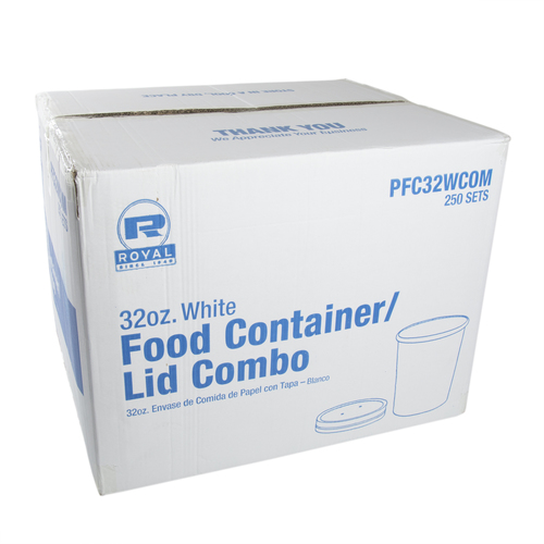 32 OUNCE WHITE PAPER FOOD CONTAINER WITH LID