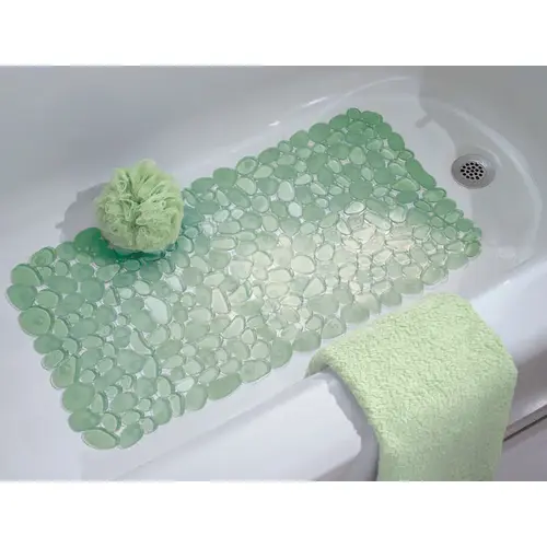 iDesign 80012 Pebblz 13.5 In. x 26 In. Green Bath Mat