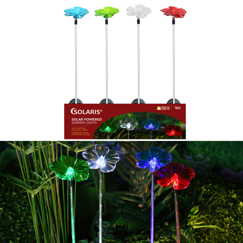 Solar Garden Stake Assorted Plastic 33" H Flower Petal with Fiber Optic Assorted - pack of 16