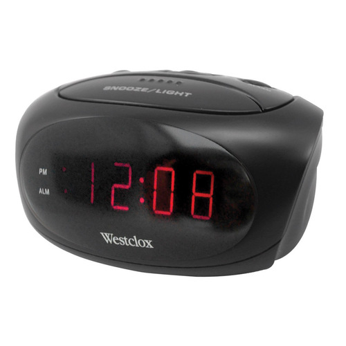 Alarm Clock 0.6" Black LED Plug-In Black