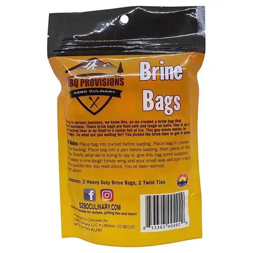 5280 Culinary BRINEBAG Brine Bag BBQ Provisions 24" W X 30" L Clear HPPE Clear Pair