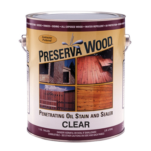 Preserva Wood 40101 Penetrating Wood Stain and Sealer Transparent Smooth Clear Oil-Based Oil 1 gal Clear