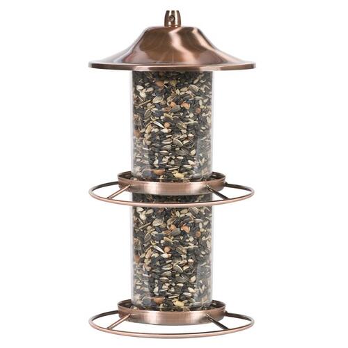 Bird Feeder Wild Bird 4.5 lb Metal/Plastic Panorama 2 ports Brown