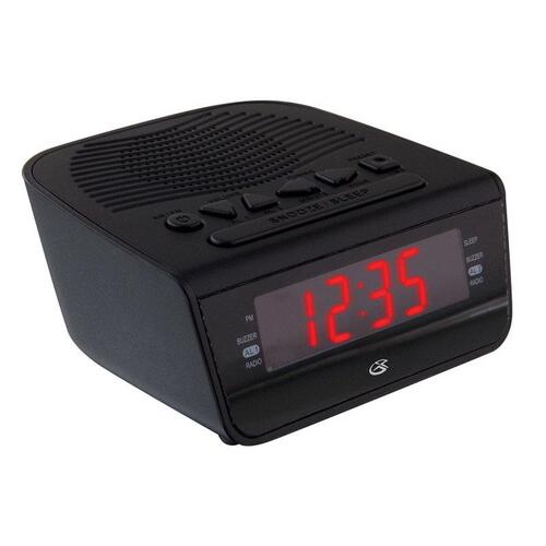 AM/FM Clock Radio 5.12" Black Digital Plug-In Black