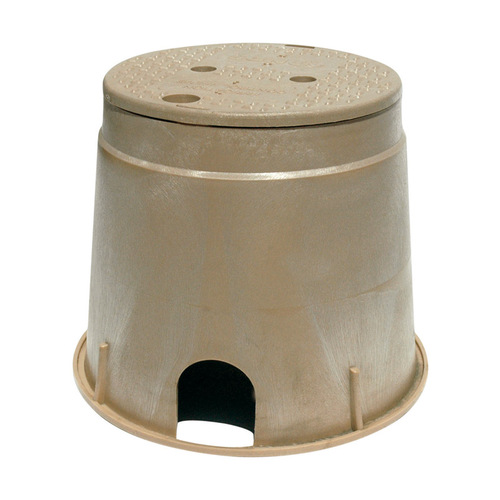 Valve Box with Lid 12.9" W X 11.6" H Round Brown Brown