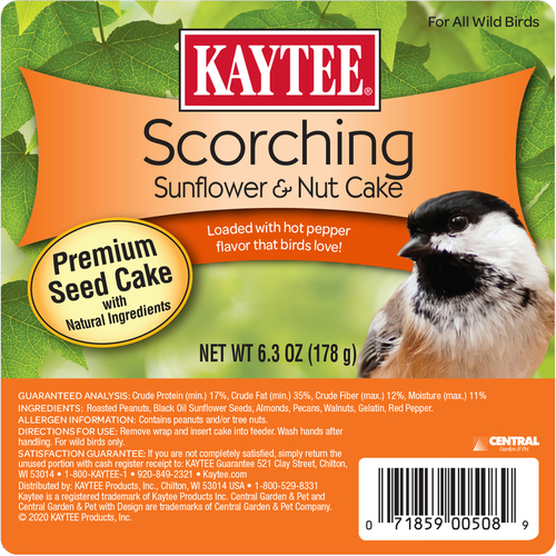 Kaytee 100542412-XCP12 Seed and Nut Cake Scorching Wild Bird Roasted Peanuts 6.3 oz - pack of 12